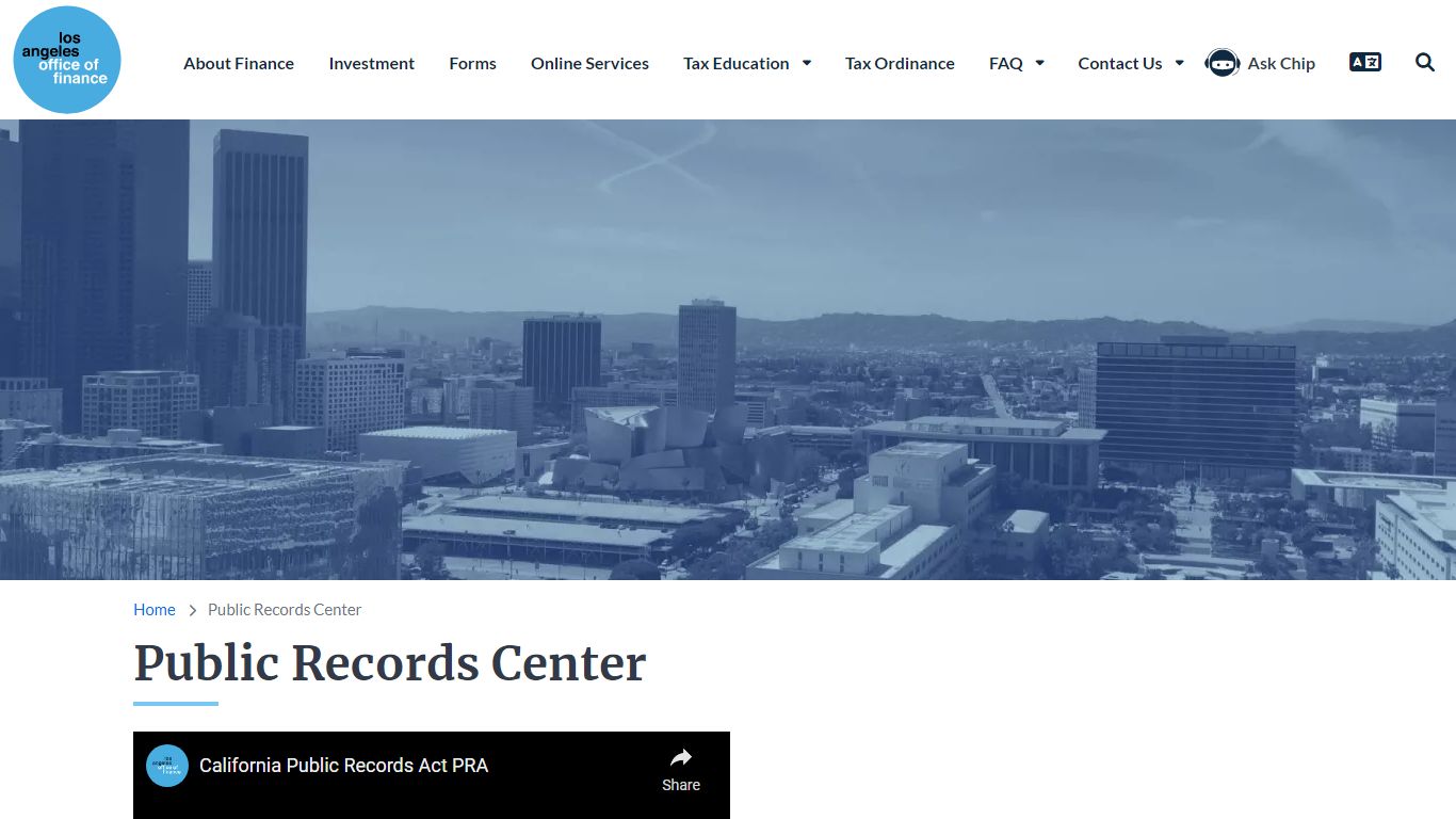 Public Records Center | Los Angeles Office of Finance